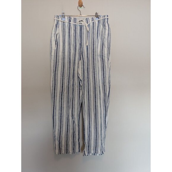 Sigrid Olsen Large Pull on Linen Blend Pants Lagenlook Stripe - Picture 1 of 4